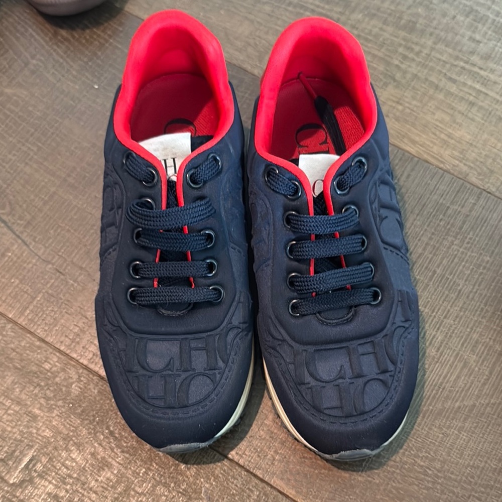 Carolina Herrera Dark Blue and Coral Sneakers